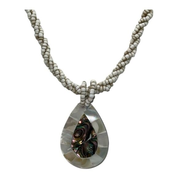Shell Bohemian Statement Fashion Necklace Pendant Collar Mother Of Pearl Abalone - Picture 1 of 7